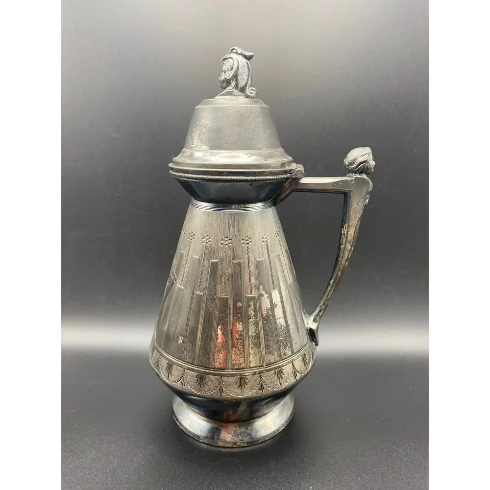 Antique Redfield & Rice Silver-Plated Figural Syrup Pitcher patented 1865